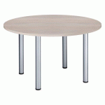 TABLE RONDE L 120 CM EXCELLENS PLATEAU CHÊNE GRIS 4 PIEDS MÉTAL ALUMINIUM