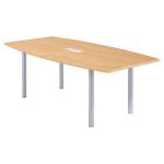 TABLE TONNEAU AVEC ÉLECTRIFICATION ACTUAL L. 200 X 100 CM - PLATEAU CHÊNE  - PIED TUBULAIRE ALUMINIUM
