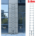 12.5FT ÉCHELLE TÉLESCOPIQUE DE 3,8 M EN ACIER INOXYDABLE DE HAUTE QUALITÉ, 13 MARCHES, ÉCHELLE À COULISSE, ÉCHELLE PLIANTE ANTIDÉRAPANTE, ESCABEAU,