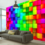 ARTGEIST - PAPIER PEINT CUBES COLORÉS - 100 X 70 CM - MULTICOLORE