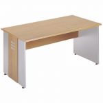 BUREAU DROIT AXIOME - L. 160 X P. 80 CM - PLATEAU MERISIER AXIOME - PIEDS PLEINS ALUMINIUM