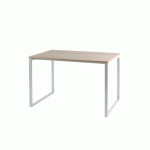 BUREAU TÉLÉTRAVAIL LV12 H.74 X L.110 X P.60 CM PLATEAU CHÊNE PIÈTEMENT BLANC