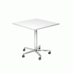 TABLE DE RÉUNION CARRÉE 80X80CM RÉGLABLE EN HT BLANC/ARGENT - HAMMERBACHER