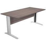 BUREAU DROIT PRONTO MÉTAL - L.160 X P.80 CM - PLATEAU CENDRE - PIEDS L ALUMINIUM