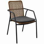 FAUTEUILS NANTES ROPE CARAMEL - COUSSIN ANTHRAC/STRUCT NOIRE