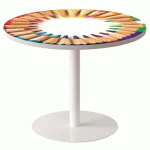 GUÉRIDON BAS EASY OFFICE PIED MÉTAL Ø 80 CM PLATEAU COLORIS DÉCOR CRAYON COULEUR - MANUTAN COLLECTIVITÉS