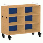 MEUBLE BAS SHIFT+ LANDSCAPE MÉLAMINÉ 4 ÉTAGÈRES - HÊTRE - BLEU SAPHIR - MANUTAN COLLECTIVITÉS