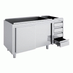MEUBLE NEUTRE PORTES COULISSANTES ET TIROIRS MNCC70-180