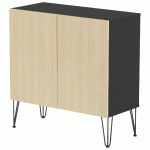 RANGMENT MI-HAUT JAVA 120 CM 2 PORTES NOIR/CHÊNE CLAIR - MANUTAN COLLECTIVITÉS