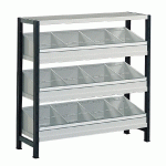 COMPTOIR RAYONNAGE PEINT AVEC CASIERS P.600 MM