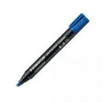 STAEDTLER MARQUEUR PERMANENT POINTE BISEAU CORPS PLASTIQUE ENCRE BLEUE À BASE D'ALCOOL NE SÈCHE PAS 350