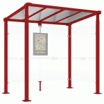 ABRI BUS MILAN 2.50 M - 1 BARDAGE LATÉRAL - ROUGE FONCÉ 3004 - PROCITY