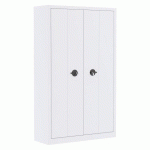 ARMOIRE MÉTAL PORTES PLIANTES MONOBLOC ELHIT H 198 X L 120 X P 43 CM BLANC