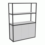 BIBLIOTHÈQUE LUMYA L 120 X P 41,5 X H 162 CM MODULE DÉPART STRUCTURE MÉTAL NOIR 3 PORTES BLANC