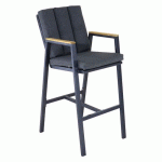 FAUTEUIL HAUT LEATHER TECK/ALU COUSSIN - GRAPHITE - PROLOISIRS