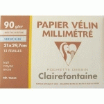 FEUILLES DE PAPIER MILLIMETRE CLAIREFONTAINE 108397 - 90G - POCHETTE DE 12