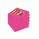 LOT DE 12 - NOTES REPOSITIONNABLES FUCHSIA SUPER STICKY POST-IT 76 X 76 MM - BLOC DE 90 FEUILLES