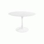 TABLE À MANGER RONDE - 120 CM - TULIP BLANC - PLASTIQUE, FIBRE DE VERRE, MÉTAL - BLANC