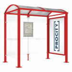 ABRI BUS VOÛTE 2.50 M VITRINE 1 BARDAGE LATÉRAL ROUGE 3020 - PROCITY