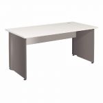 BUREAU DROIT ACTIVITY - L. 160 X P. 80 CM - PLATEAU BLANC - PIEDS PLEINS 'ANTHRACITE'