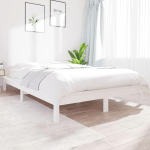 CADRE DE LIT BLANC 140X190 CM BOIS DE PIN MASSIF - BLANC