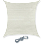 VOILE D'OMBRAGE CARRÉ TISSU PE-HD, 3 X 3 M, PROTECTION UV, CONCAVE, TOILE DE JARDIN AVEC TENDEURS, BLANC - RELAXDAYS