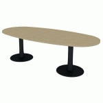 TABLE DE RÉUNION PLATEAU OVALE L.240 CHÊNE 2 PIEDS - QUADRIFOGLIO