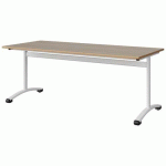 TABLE MALIBU 180X80 T5 DL STRA ALAISÉ CHÊNE 1146/BLC 9016
