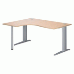BUREAU COMPACT EXCELLENS L 160 CM RETOUR À GAUCHE PIÈTEMENT MÉTAL PLUS ALUMINIUM
