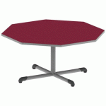 TABLE BANDANA OCTO. Ø120 T3 PC STRAT POLY. CERISE GRIS/9006 - MOBIDECOR