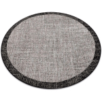 TAPIS EN CORDE SIZAL FLOORLUX CERCLE 20401 CADRE ARGENTIN / NOIR GREY CERCLE 120 CM