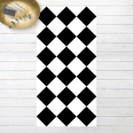 MICASIA - TAPIS EN VINYLE - GEOMETRICAL PATTERN ROTATED CHESSBOARD BLACK AND WHITE - PORTRAIT 2:1 DIMENSION HXL: 100CM X 50CM