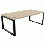 BUREAU DT L200XP100CM PIED NOIR/CHÊNE FIL - BURONOMIC