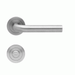POIGNÉES DE PORTE SUR ROSACES RONDES SÉRIE ER 25 MALTE - INOX SATINÉ -CONDAMNATION KARCHER DESIGN