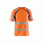 T-SHIRT HAUTE VISIBILITÉ ANTI-UV 3397 - ORANGE FLUO ET BLEU MARINE - XS BLAKLADER
