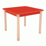 TABLE CLASSIK CARRÉE RÉGLABLE T3 À T4 - ROUGE/HÊTRE - MANUTAN COLLECTIVITÉS