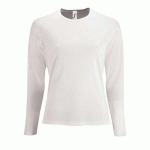 TEE-SHIRT PERSONNALISABLE MANCHE LONGUE DESPORT FEMME EN POLYESTER BLANC