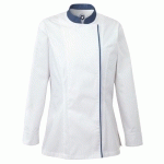 VESTE DE CUISINE FEMME BLANC ET BLEU MANCHES LONGUES T.XL