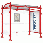 ABRI BUS PROVINCE 2.50 M VITRINE 1 BARD LAT. INOX ROUGE 3020 - PROCITY