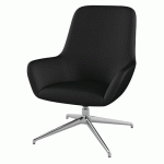 FAUTEUIL CITY DOSSIER MOYEN PIED ALU TISSU NOIR - QUADRIFOGLIO