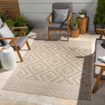 SURYA - TAPIS EXTÉRIEUR TERRASSE SALON CUISINE TAPIS BERBÈRE ETHNIQUE EFFET JUTE MARRON ET BEIGE 200 X 275 CM