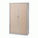ARMOIRE HAUTE À RIDEAUX MONOBLOC GÉNÉRIC H 198 X L 120 CM ALU-CHÊNE CLAIR