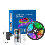 ILUMINASHOP - KIT RUBAN LED 35W 12V 30LED IP20 RGB AVEC TÉLÉCOMMANDE ET TRANSFORMATEUR (5 MÈTRES) RGB