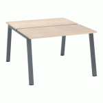 PÔLE DE 2 BUREAUX ECLA CHÊNE CLAIR L 120 X P 60 CM PIÈTEMENT MÉTAL FINITION ANTHRACITE