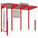 ABRI BUS CONVIVIALE 3 M VITRINE GAUC BARDAGE DR ROUGE 3020 - PROCITY