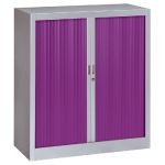 ARMOIRE MÉTAL CLASSTOUT COLOR - A RIDEAUX - L. 90 X H. 100 CM - CORPS ALUMINIUM  - RIDEAUX PRUNE