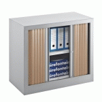 ARMOIRE À RIDEAUX MONOBLOC ECO-CONÇUE DÉCOR H 70 X L 120 CM CORPS ALU/RIDEAUX CHÊNE