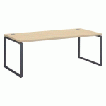 BUREAU DROIT L 200 X P 90 CM PLATEAU CHÊNE CLAIR PIÈTEMENT ACIER ANTHRACITE SHINY