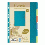 LOT DE 2 - INTERCALAIRE A4 POLYPROPYLÈNE RECYCLÉ COLORÉ EXACOMPTA FOREVER 6 ONGLETS NEUTRES MULTICOLORES - 1 JEU