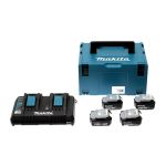 PACK 4 BATTERIES 14V 5AH BL1850 MAKITA CHARGEUR DOUBLE DC18RD + COFFET MAKPAC - 197626-8